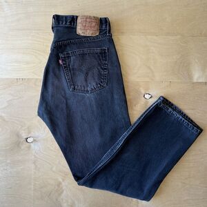 Vintage Levis 501 Jeans 32 Black Made In USA 90s Straight Leg Denim Workwear
